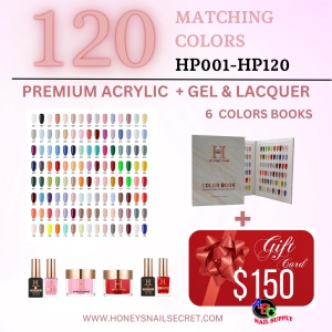 FULL LINE 4 IN 1 PREMIUM ACRYLIC + GEL & LACQUER 120 COLORS ( HP001-HP120)