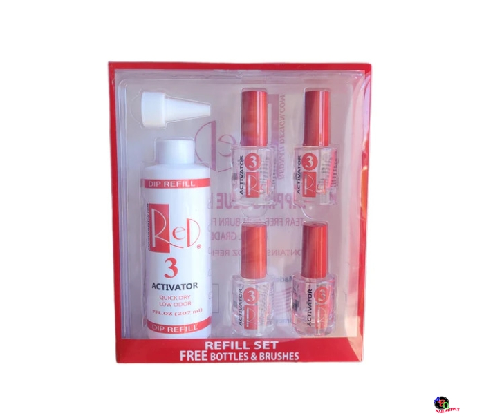 Red Nail Design Dip Liquid #3 Activator Refill 7oz 10 sets/ case